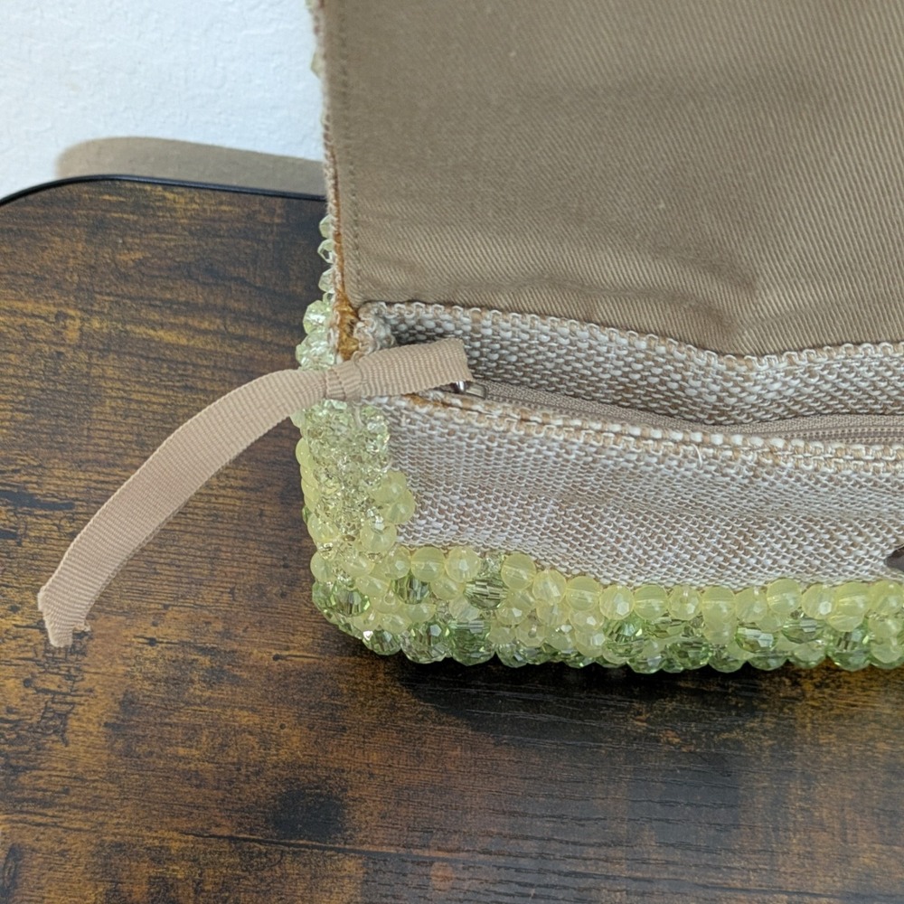 Banana Republic Heavy Hand Beaded Envelope Clutch Purse Pale Lime Ombre‎ 2012 - Picture 7 of 9
